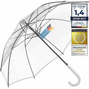 GOODS+GADGETS Transparante paraplu, witte stokparaplu Ø 130 cm; Elegante paraplu in transparant - De mode highlight (1x, XXL stokparaplu)