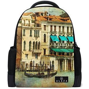 My Daily Venetië Italië Vintage Rugzak 14 Inch Laptop Daypack Boekentas voor Reizen College School, Meerkleurig, One Size