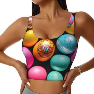 Paaseieren Print Comfortabel Vrouwen Sport Vest Yoga Workout Vest voor Vrouwen Lichtgewicht Zomer, Zwart, S