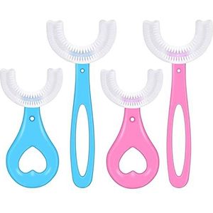JOOTUEPO 4 STKS Baby Tandenborstel Kinderen 360 Graden U-vormige Kind Tandenborstel Bijtringen Zachte Siliconen Baby Borstel Kinderen Tanden Mondverzorging Reiniging Leeftijd 2 ~ 12)