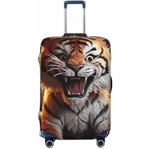 WSOIHFEC Cartoon tijger Print Bagage Cover Elastische Wasbare Koffer Cover Anti-Kras Bagage Case Covers Reizen Koffer Protector Bagage Mouwen Voor 18-32 Inch Bagage, Zwart, L