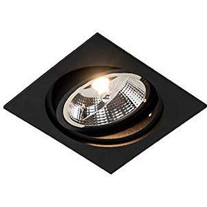 QAZQA - Modern Vierkante inbouwspot zwart verstelbaar - Chuck 111 | Woonkamer | Slaapkamer | Keuken - Aluminium Vierkant - GU10 Geschikt voor LED - Max. 1 x 50 Watt
