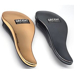 Detangler Brush Set - Pack van 2 - Verwijdert klitten en knopen, rechttrekken haar glad zonder pijn (goud en zwart)