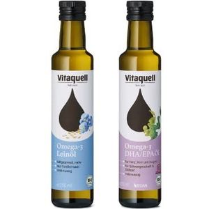 Vitaquell Omega 3 DHA Olie, 250 ml + Lijnzaadolie Goudzaad Bio, inheemse 250 ml
