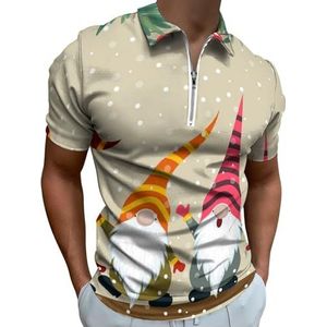 Kerst Winter Kabouters Half Zip Up Polo Shirts Voor Mannen Slim Fit Korte Mouw T-shirt Sneldrogende Golf Tops Tees L