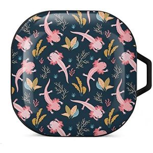 Leuke zwemmen Axolotl vector patroon oordopjes hoesje compatibel met Samsung harde shell beschermhoes zwart-stijl