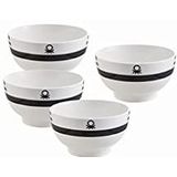 Benetton - Set 4-delige Kommen - 650 ml - Bone China - Zwart met Logo-ontwerp