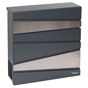 ARREGUI Armor E6905 Design Brievenbus van Verzinkt Staal met Krantenrol | Brievenbus met Krantenbus | Formaat M (DIN A4) | Modern Wandbrievenbus met Krantenbox en Beschermklep | Antraciet en RVS