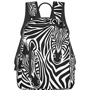 OUSIKA Zebra Print Rugzak Lichtgewicht Reizen Wandelen Dagrugzak Laptop Rugzak Casual Tas Voor Mannen Vrouwen, Zwart, One Size, Rugzak Rugzakken