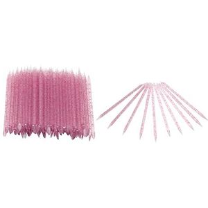 Wegwerp Nail Cuticle Pusher, Cuticle Manicure Pedicure Stick Plastic Praktische Kleurrijke Handvat Double End voor Thuis voor Nagelsalon(Fuchsia)