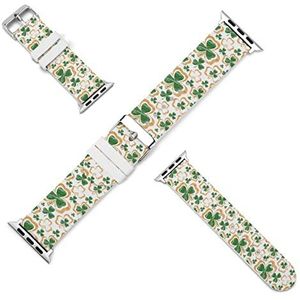 St Patrick Day met klaver siliconen horlogebanden zachte horlogebandjes sport horloge polsbandjes horlogeband voor mannen vrouwen 38 mm/40 mm
