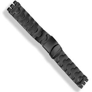 dayeer Getande interface roestvrijstalen horlogeband voor Swatch-horloges Heren Dames Solide metalen horlogeband (Color : Black, Size : 19mm)