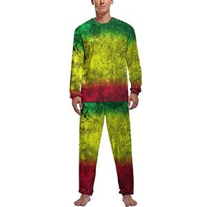 Rood Geel Groen Rasta Vlag Zachte Heren Pyjama Set Comfortabele Lange Mouw Loungewear Top En Broek Geschenken XL