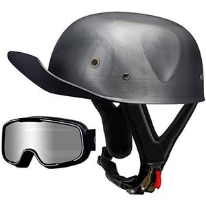 Retro-motorhelm voor volwassenen, vintage jethelmen in Duitse stijl met bril voor scooter, bromfiets, lichtheid, baseballpet, heren en dames, DOT-gecertificeerd Decoration