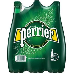 Perrier - Koolzuurhoudend mineraalwater - 1 liter - Set van 6 flessen - Elegant, sprankelend en verfrissend mineraalwater - Geen suiker - Geen calorieën - Drank voor onderweg