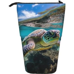 Evengigy Lord Howe Island zeeschildpad print schattig etui met ritssluiting verstelbare standaard potloodhouder grappige make-up tas, Zwart, Eén maat, Tas Organizer