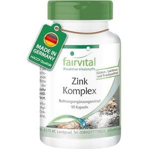Fairvital | Zink Complex 25mg - 90 Capsules Zink Picolinaat, Zink Citraat en Zink Bisglycinaat hoog gedoseerd - veganistisch - Made in Germany | fairvital