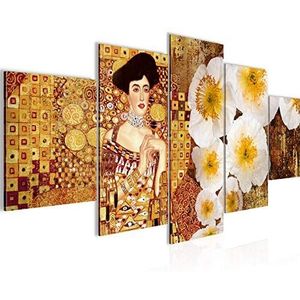019553a, wandafbeelding, vlies-canvas, XXL-formaat, wandafbeelding, woonkamer, woning, decoratie, kunstdruk, oranje, 5-delig, made in Germany, klaar om op te hangen