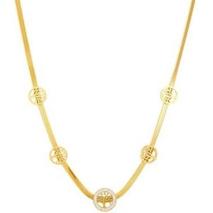 316L roestvrij staal Gouden Kleur Ronde Boom Choker Ketting Voor Vrouwen Meisje Nieuwe Trend Platte Slang Ketting Waterdichte Sieraden