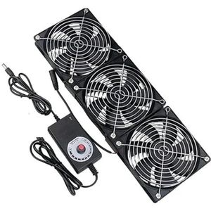 Kanaalafzuiging, Server-PC-koelventilator 120 mm 3000 RPM met controller, 12 V/220 V dubbele spanning for BTC-miningwerkstationbehuizingradiator(3 Fan)
