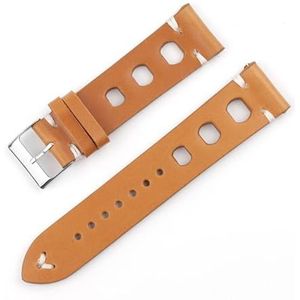 Jeniko Vintage Horlogeband Poreus Ademend Lederen Band Rood Zwart Bruin 18/20/22/24mm Snelsluiting Horlogeband Armbanden (Color : Yellow brown, Size : 24mm)