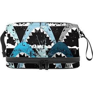 Grote capaciteit reizen cosmetische tas,Make-up tas,Waterdichte make-up tas Organizer, Sea Sharks Ocean, Meerkleurig, 27x15x14 cm/10.6x5.9x5.5 in
