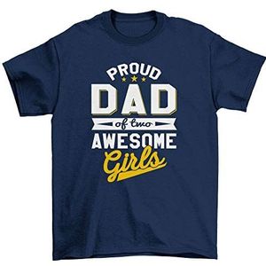 Ik ben een trotse vader van twee geweldige meisjes vader slogan verrassing T-shirt, marineblauw, XXL