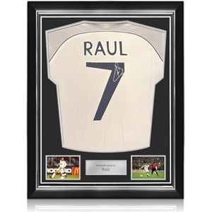 Origineel Real Madrid 1999-2000 shirt, gesigneerd door Raúl. Superieur frame.