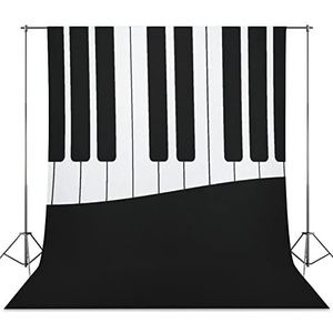 Zwart-wit Pianotoetsen Fotografie Achtergrond Doek Professionele Fotoshoot Achtergrond Gordijn voor Video Studio 142 cm x 200 cm