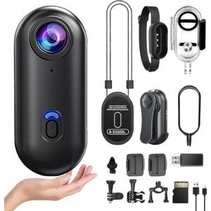 Mini-lichaamscamera, draagbare actiecamera voor het lichaam, duimformaat handsfree opneemcamera voor het lichaam, zakformaat actiecamera met bevestiging voor overal,zwart,128GB