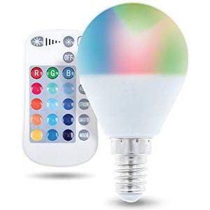 E14 LED RGB 5W Vervangt 25W lamp met afstandsbediening gloeilamp kleurverandering 250 lumen spaarlamp gloeilamp energieklasse A+ bolvorm