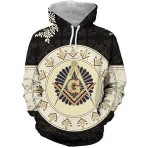 Heren 3D Vrijmetselarij Vrijmetselaars Lente Herfst Hoodie Jas Duurzame Winddichte Plus Size Jassen Casual Sport Lange Mouw Hoodie Jas(Hoodie1,S)