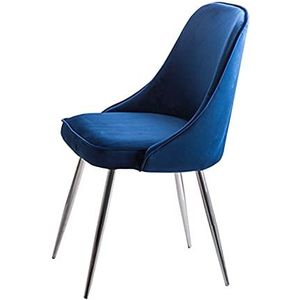 GEIRONV 45×43×80cm Eetkamerstoelen,Fluweel Zilveren Voeten Receptie Chair voor Slaapkamer Balkon Studie Lounge Stoel 1 Stuk Eetstoelen (Color : Blue, Size : 45x43x80cm)