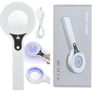 Draagbare Woods Lamp Huidanalysator, Professionele gezichtsvergrotende analysator Huiddiagnosesysteem Schoonheidstest Gezichtsverzorging Gezichtsspa Thuissalonmachine, Visuele Lensvergroting: 3 keer