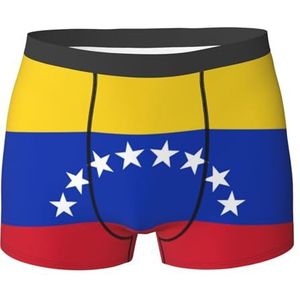 ALLiYa Luipaardpatroon Mannen Platte Hoek Ondergoed (Meerzijdig) Leggings Mannen Elastische Platte Hoek Shorts, Vlag van Venezuela, M