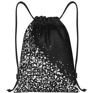 YWSOTRE Zwart Wit Glitter, Trekkoord Sackpack Unisex String Bag Sport Gym Bag Casual Dagrugzak Trekkoord Rugzak, M, zoals afgebeeld, Eén maat