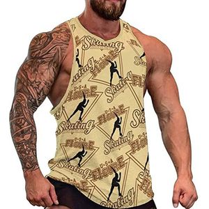 USA Kunstschaatsen Heren Tank Top Mouwloos T-shirt Trui Gym Shirts Workout Zomer Tee