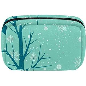 sneeuw groene hout Reis Gepersonaliseerde make-up tas cosmetische tas toilettas voor vrouwen en meisjes, Meerkleurig, 17.5x7x10.5cm/6.9x4.1x2.8in