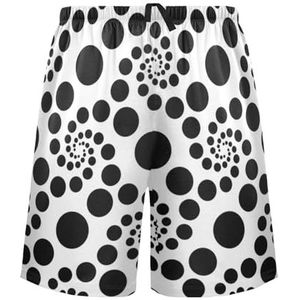 LI ZHI XIN Herenpyjamabroek, korte pyjamabroek, zomer casual shorts, elastische tailleband met trekkoord, rechte losse pasvorm met 2 zakken, S-XXL zwarte stippen, Meerkleurig, S
