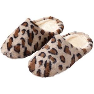 ZHOUXYFDC Dames Fuzzy Memory Foam Slippers Gedrukt Pluizige Huis Slippers Vrouwen Mute Zachte Zool Antislip Indoor Slides Vrouw Comfort Gesloten Teen Warme Winter Slippers, Koffie, 42-43