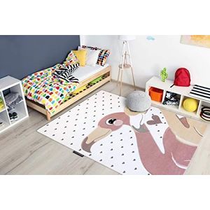 Kindertapijt Petit voor babykamers, Speel vloerkleden, Kinderkamer, Flamingo Harten Wit 80x150 cm