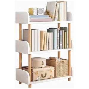 Boekenkast 3-laags boekenplank, open organizer, moderne houten opbergboekenkast met houten poten, vrijstaande opbergplanken Woonkamer (Color : A, Size : L40*W24*H79CM)