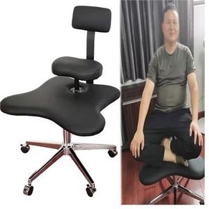 Ergonomische houdstoel, bureaustoelwielen met gekruiste poten en brede zitting, knieschommelstoel voor verticale houding, flexibele meditatiestoel, D-vormige kruk