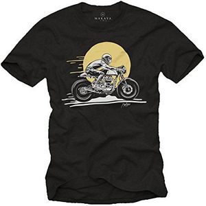 MAKAYA Vintage Motorfiets T-Shirt Met Opdruk Voor Heren - Royal Cafe Racer Gt - Biker Shirt Mannen Zwart XXL