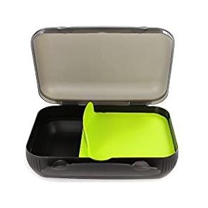 TUPPERWARE To Go Lunchbox, zwart, limoen, met scheiding, brooddoos, sandwich doos