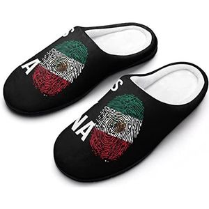 It's In My DNA Mexicaanse vlag katoenen pantoffels voor dames warme anti-slip rubberen zool huisschoenen voor indoor hotel 9-10 (40-41)