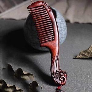 16cm Natuurlijke Kam Sandelhout Kam Chinoiserie Holle Gesneden Sandelhout Kam