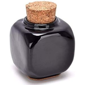 Porseleinen Materiaal Nail Art Acryl Glas Dappen Schotel Poeder Bowl Container Met Zacht Houten Deksel Nail Art Accessoires (Zwart)