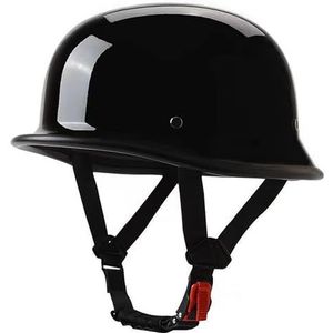 Half-Motorfietshelm ECE-Goedgekeurde Helmen In Duitse Stijl, Voor Heren Dames Low Profile Retro Skull Cap Open Face Motorhelmen Scooter Bromfiets Chopper C,M(57-58CM)