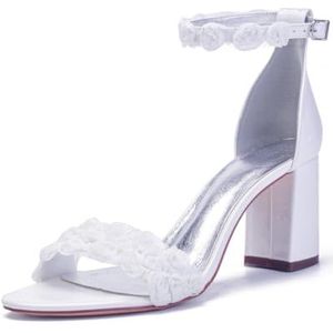 SYDZSW Vrouwen Dikke Hakken Naaldhak Pumps Hoge Hakken Sexy Hakken Schoenen, Wit, 43 EU